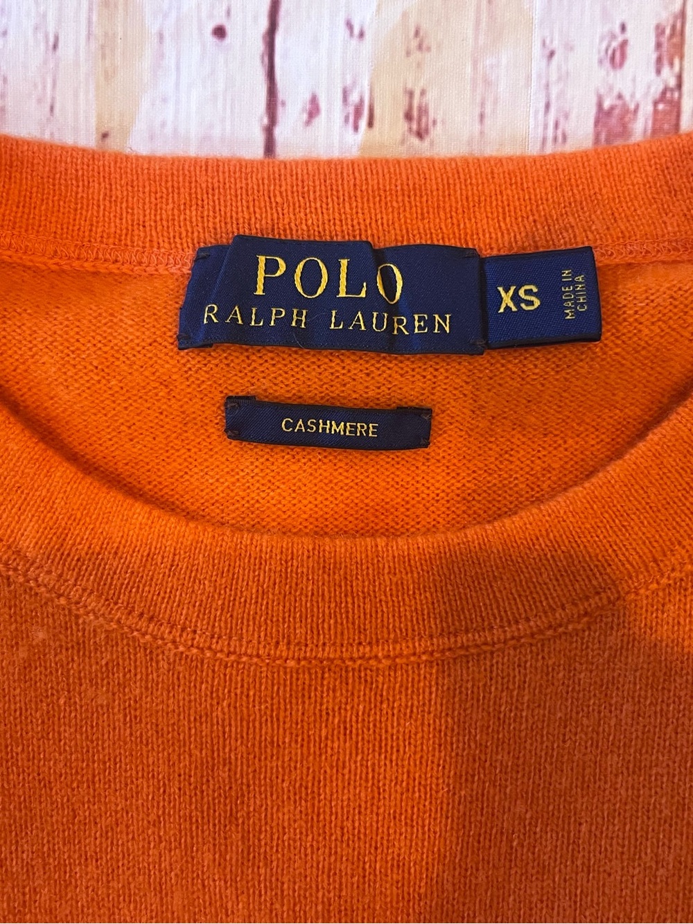 Polo Ralph Lauren 100% Cashmere Crewneck Sweater Orange Men's XS / Women's S-M